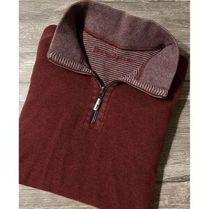 Tommy Bahama Men's Flipshore Reversible 1/2 Zip Pullover Black‎ Cherry/Heather